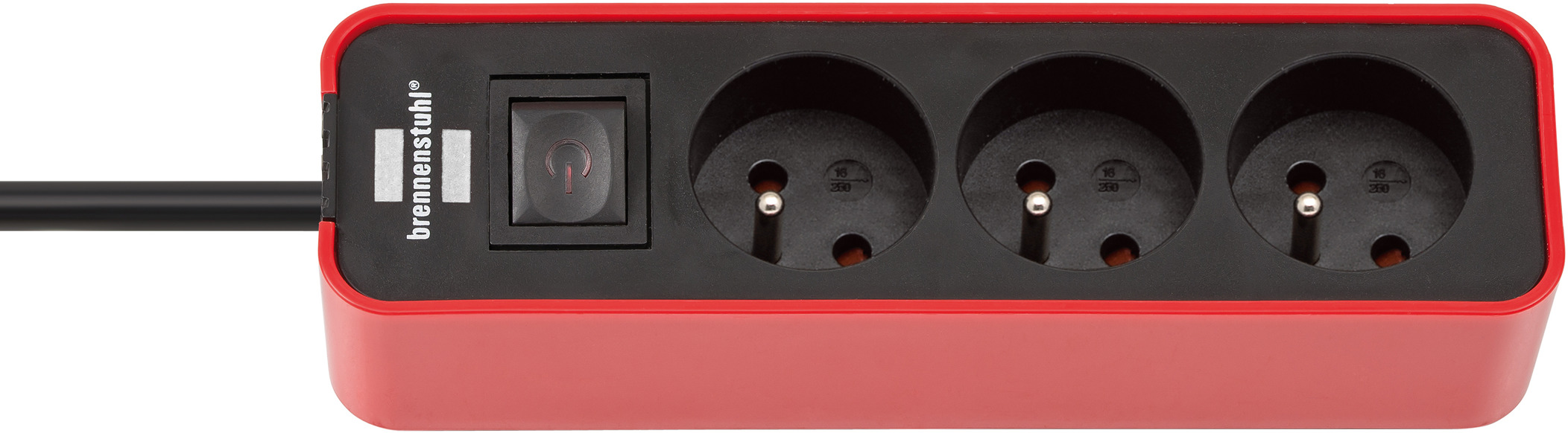 Multiprise Ecolor 3 prises avec interrupteur, rouge/noire, 1,5m H05VV-F  3G1,0