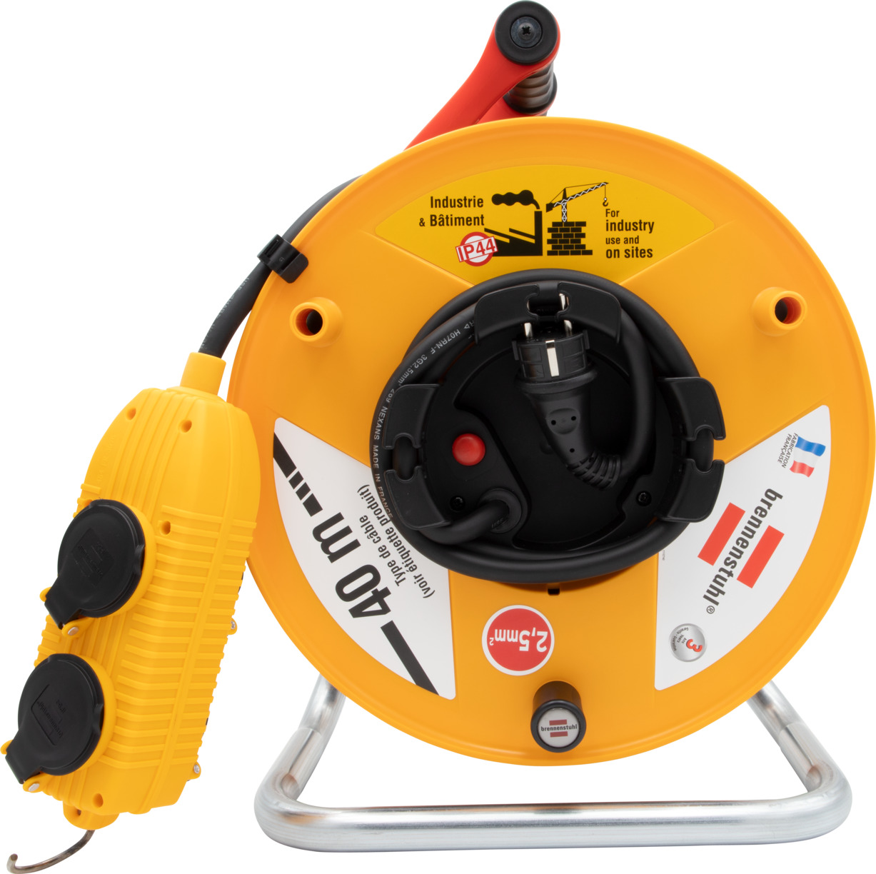Brennenstuhl Garant S Enrouleur De Câble Brennenstuhl 25m - IP44, Câble H07RN-F 3G2,5 - 3 Prises Avec Terre Multiprese Elettriche