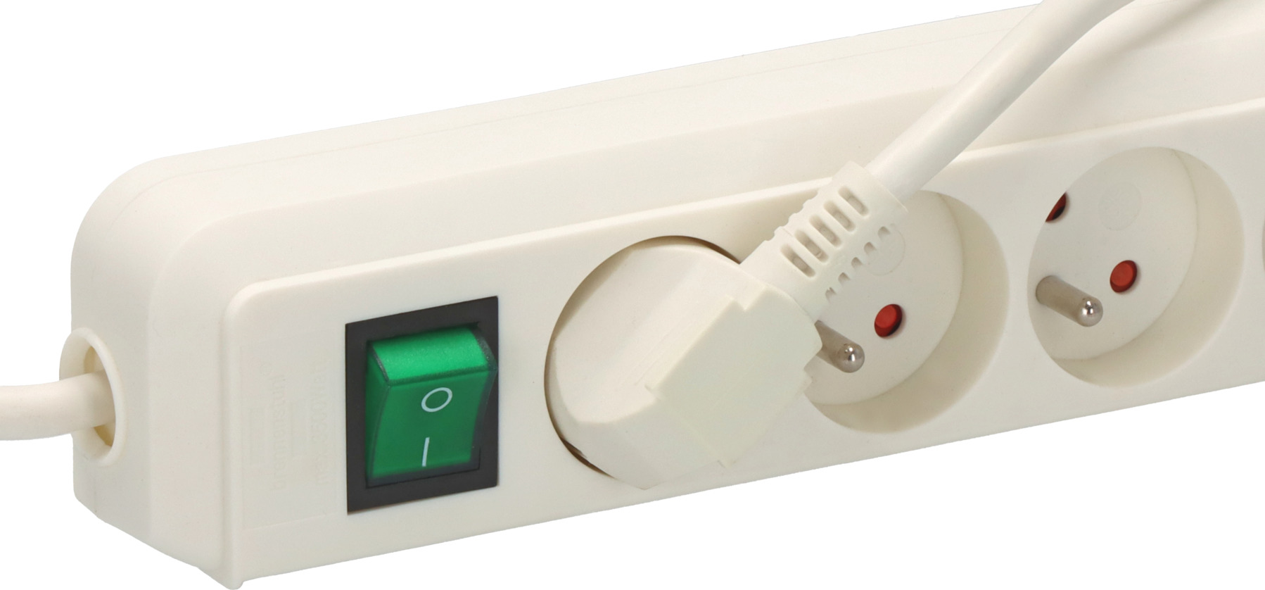 Bloc multiprises 5 prises 16A avec interrupteur blanc