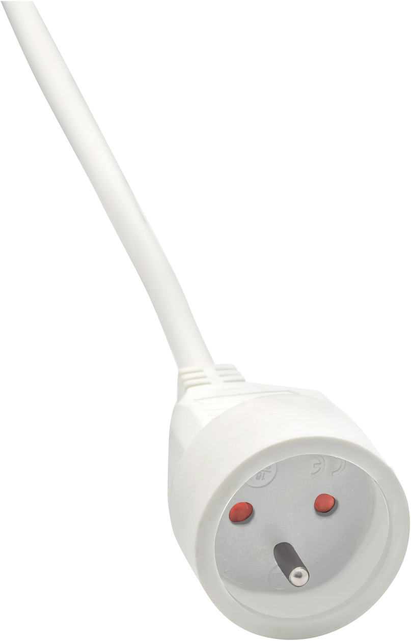 Rallonge électrique avec fiche plate 3m H05VV-F 3G1,5 blanc