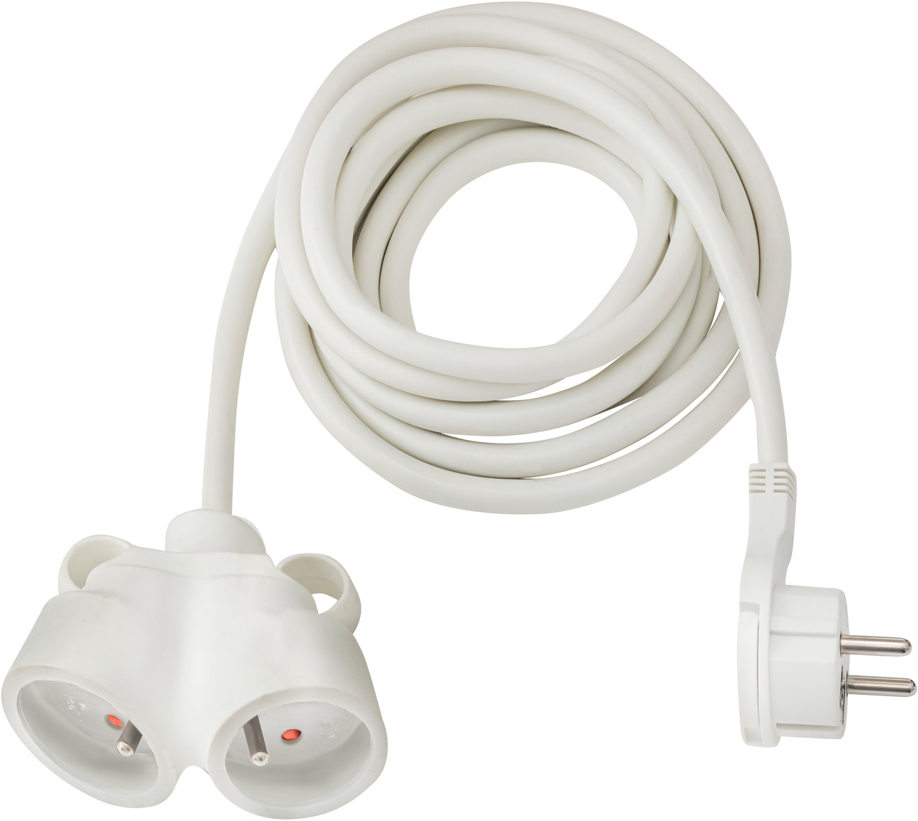 Branchement Prise électrique 3 Fils Rallonge Rallonge électrique avec fiche plate et double prise 3m H05VV-F 3G1,5 blanc | brennenstuhl®