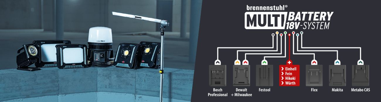 Adaptateur Einhell pour les projecteurs LED de la gamme Multi Battery 18V  System de brennenstuhl®